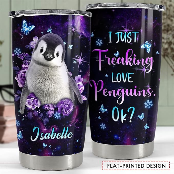 SANDJEST Personalized Penguin Tumbler 20oz 30oz Tumblers with Lid Gift for Girl Daughter Women Best Friend Sister Animal Lovers Christmas Birthday - Bloomnest