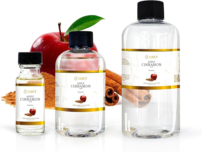 YANCY Apple Cinnamon Luxury Collection Fragrance Oil (1/2 oz), Warm Spiced Apple Aroma, Ideal for Diffusers, Oil Burners & Aroma Lamps, Cozy Scent for Fall Comfort YancySpa