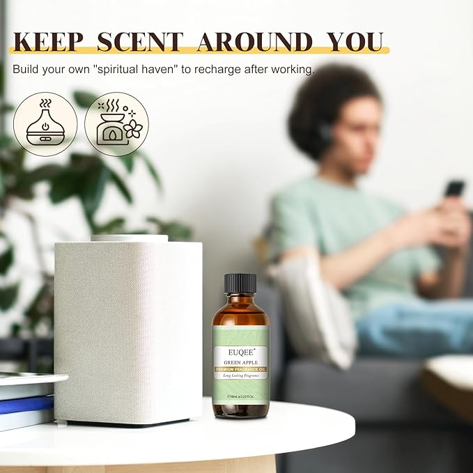 EUQEE Green Apple Fragrance Oils, 2.02 Fl oz / 60ml Essential Oils for Diffuser, Candle Making, DIY Soap with Glass Dropper - Bloomnest