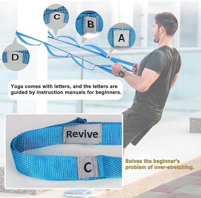 Stretching Strap Yoga Strap with 10 Loops, Non-Elastic Stretch Band for Physical Therapy, Flexibility, Exercise, Pilates, Dance & Gymnastics Workout - Bloomnest