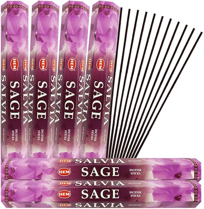 TRUMIRI Sage Incense Sticks & Holder Bundle: 120 Sticks (6 Packets of 20), 1 Holder TRUMIRI