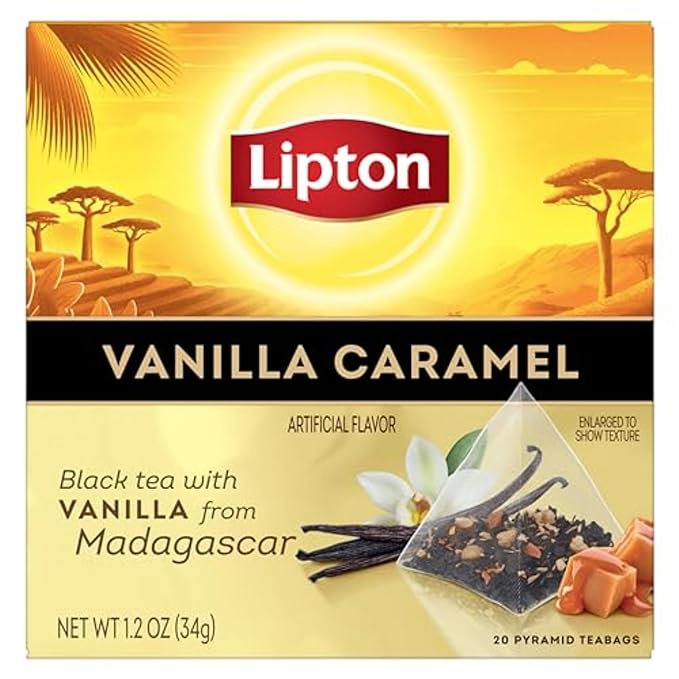 Lipton Black Tea Vanilla Caramel, Pyramid Tea Bags, Flavored Teabags, 20 Total Bags - Bloomnest