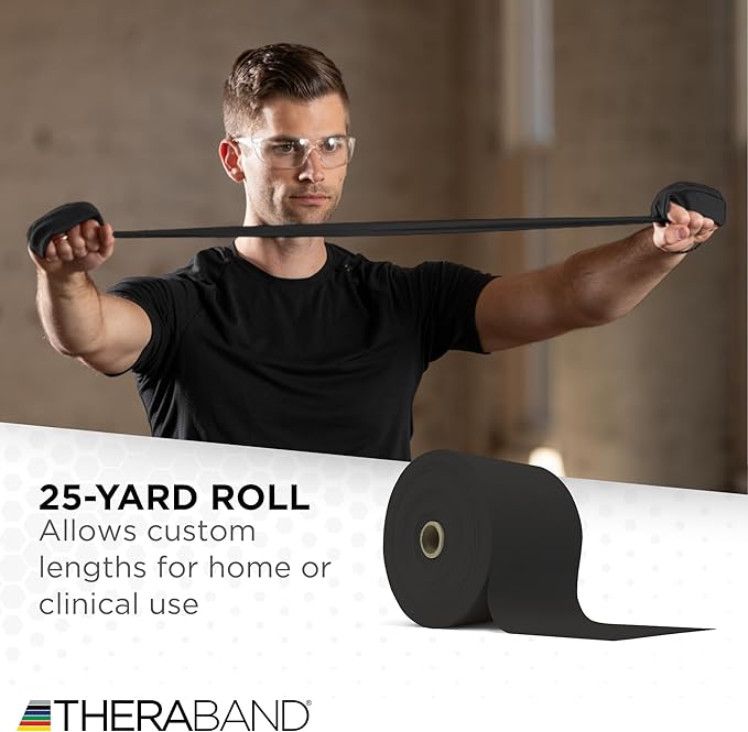 THERABAND Resistance Band 25 Yard Roll, Non-Latex Professional Elastic Stretch Bands for Upper & Lower Body Exercise Workouts, Physical Therapy, Lower Pilates, Flexibility, & Rehab, Dispenser Box - Bloomnest