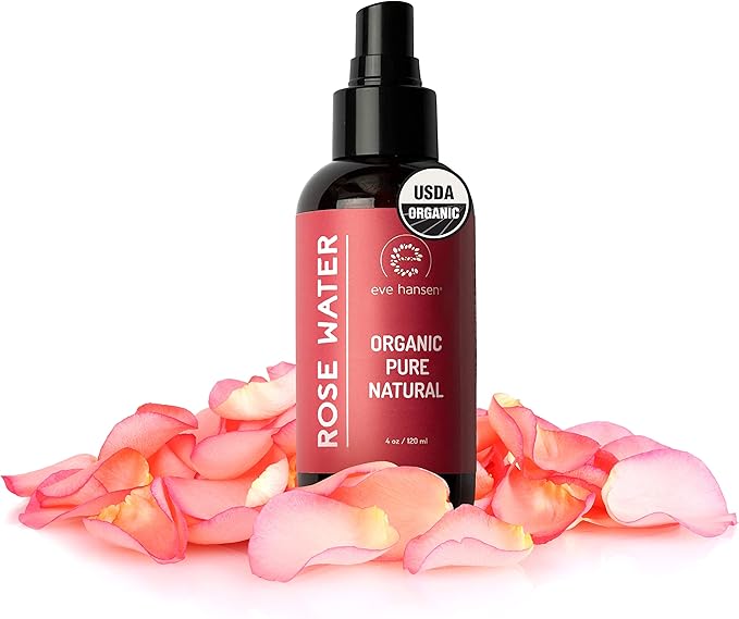 Eve Hansen Organic Rose Water Spray – Pure Rosewater Face & Hair Mist for Hydration & Refreshing Glow | Facial Toner & Makeup Setting Spray | Alcohol-Free & Vegan | 4 oz - Bloomnest