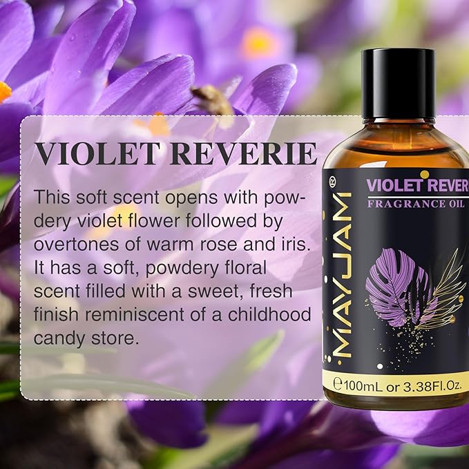 Violet Reverie Fragrance Oil Essential Oil, MAYJAM 3.38FL.OZ Violet Reverie Oil for Diffusers for Home, Long Lasting Scented Oils for Soap Candle Making - 100ML - Bloomnest