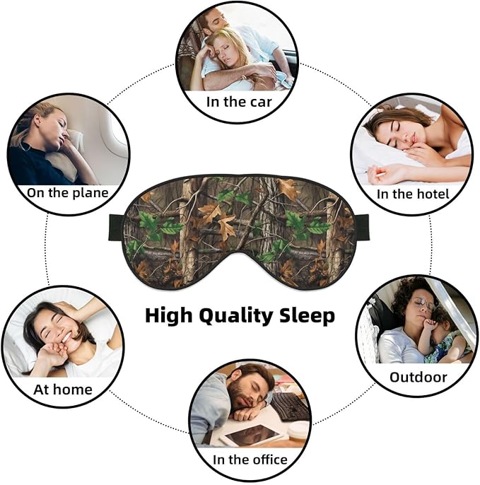 Sleep Eye Mask Camouflage Camo Branches Leaves Sleep Mask for Women Men Comfortable Eye Mask with Adjustable Strap Soft Eye Cover Blindfold for Travel Yoga Nap Shift Work - Bloomnest