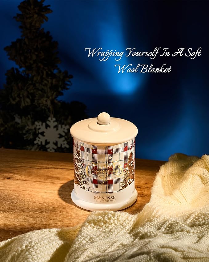 M&SENSE 2 Wick Warm Cozy Sweater Christmas Candles,12.7oz Jar Candle,75 Hour Burn Time Slow Burning, Organic Soy Wax Non Toxic,Relaxing Aromatherapy Gifts for Women - Bloomnest