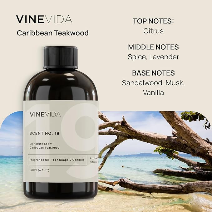 VINEVIDA [Gallon (128 Fl Oz)] Caribbean Teakwood Fragrance Oil for Cold Air Diffusers, Essential Oils for Diffuser Oil Refill & Air Freshener Room Spray - Bloomnest