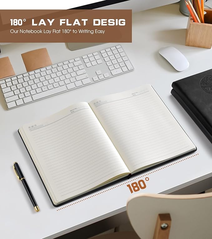 Lined Journal Notebook for Women Men,256 Pages A4 Large Hardcover Leather Journals for Writing,Travel,Business,Work,School,College Ruled Notebooks for Note Taking, Diary Notepad 8.6"×11" - Bloomnest