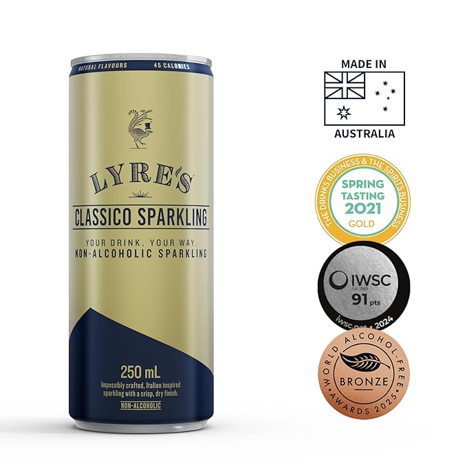 Lyre’s Classico 24-Pack, Non Alcoholic Sparkling Wine, Zero Alcohol Prosecco Alternative, Ready to Drink Canned Mocktails, Low Calorie, Gluten Free, Alcohol Free Drinks (8.45 Fl Oz x 24) LyresSpiritCo
