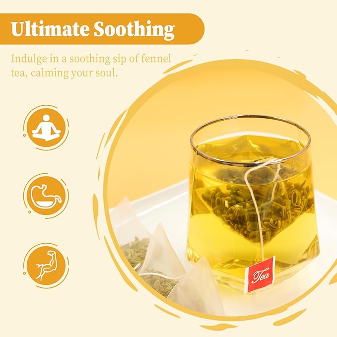 FullChea - Fennel Tea Bags, 30 Teabags, 4g/bag - Premium Whole Fennel Seeds - Non-GMO - Caffeine-free - Helps Improve Digestion & Immune System - Bloomnest