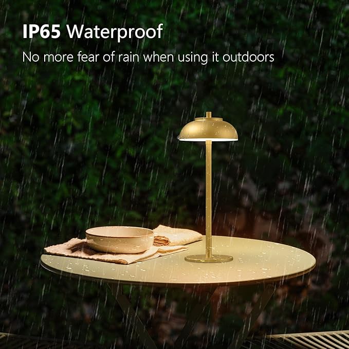 2 Pack Led Cordless Table Lamp: Modern Portable Desk Lamp for Indoor/Outdoor Use, 3 Color Dimming Rechargeable Battery Lights for Dining Room, Living Room, Patio, Camping(Gold) - Bloomnest
