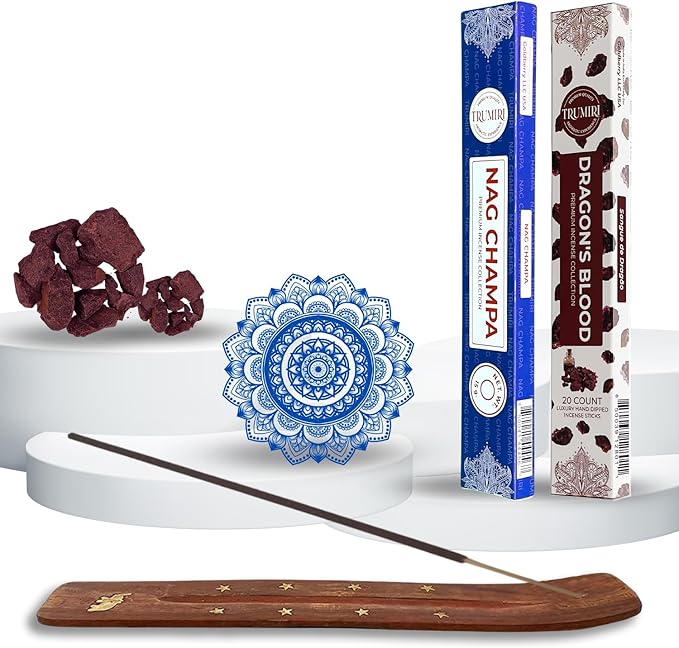 Trumiri Incense Sticks - Combo Pack of 35 Insence-Sticks - 15 Nag Champa + 20 Dragons Blood - Insenses - Insents - Incents - Inscense - Incence - Incienso - All Natural Incense Sticks TRUMIRI