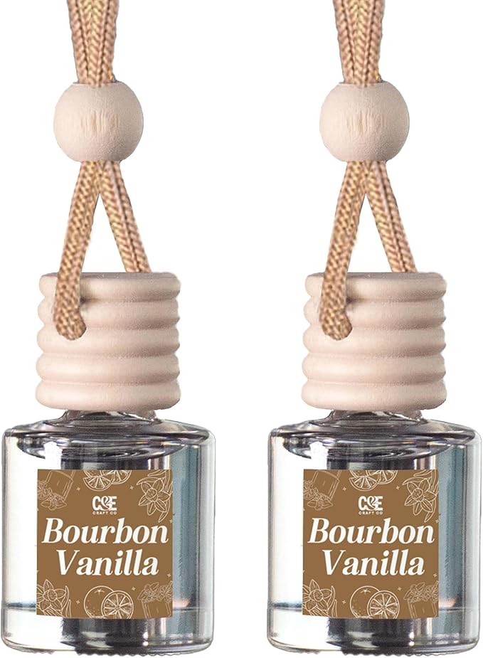 CANDECraftCo Car Air Hanging Fragrance Oil, Car Auto Freshener for Essential Oils, Scents Fragrance Aromatherapy Automobile Diffuser, Long Lasting (Bourbon Vanilla) - Bloomnest