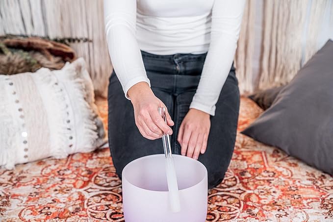 Crystal Singing Bowl Resonant Rod/Mallet — Silicone Coated Glass — Pure, Clear Tone for Meditation, ASMR, Yoga or Sound Baths, 2-YEAR WARRANTY - Bloomnest