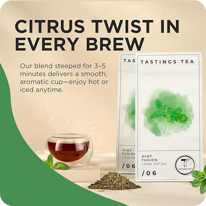 Tastings Tea Mint Fusion - 4.5 oz Loose Leaf | Energising Boost | Small-Batch Freshness - Bloomnest
