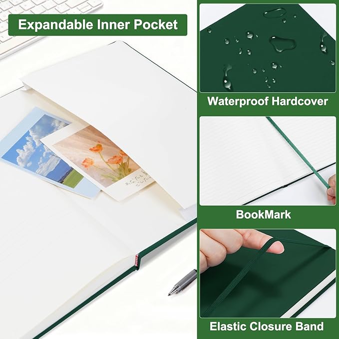 COMIX A4 Lined Journal Notebooks, 240 Pages, Large Size-8.5" x 11", Dark Green, Hardcover Journaling Notebooks for Men & Women- Fits for Office, Business, School, Notes Taking & Writing - Bloomnest