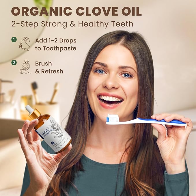 HIQILI 1 Fl Oz Clove Oil for Teeth and Gums, Oral Care, DIY Clean Spray, Aromatherapy, 100% Pure Natural Premium - 30ml - Bloomnest