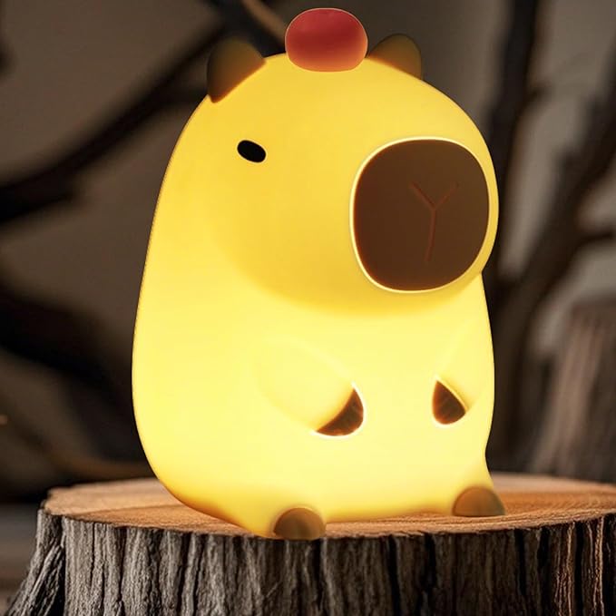 Capybara Night Light,Cute Tangerine LED Squishy Novelty Animal Night Lamp,Dimmable Soft Silicone Nursery Nightlight for Kids, Rechargeable Bedroom Touch Lamp, Dorm Decor, Baby Boys Girls Gift - Bloomnest