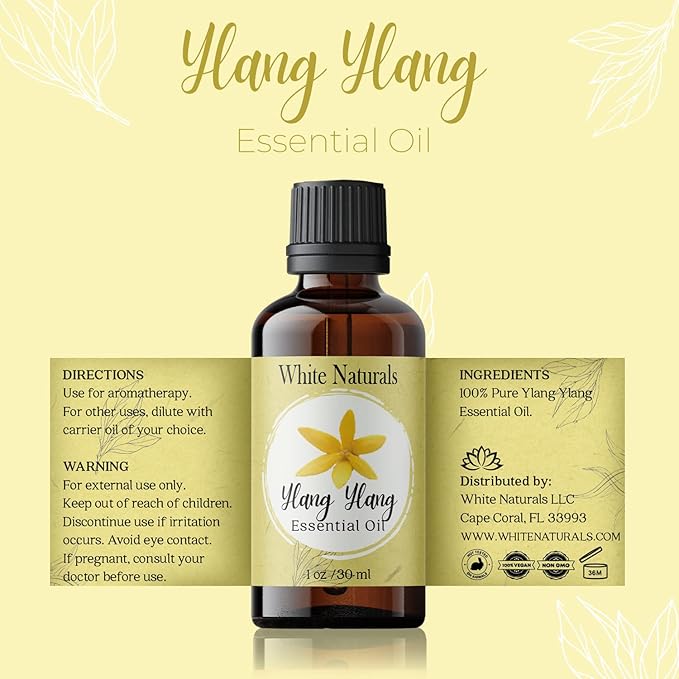 Organic Ylang Ylang Essential Oil - 100% Pure & Natural -Premium Therapeutic Grade with Premium Glass Dropper - Undiluted Natural/Homeopathic Aromatherapy Scented, Great for DIY Soap Making, Massage - Bloomnest