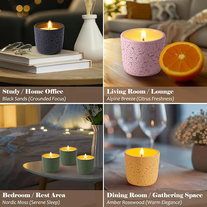 Viyffo Scented Candle Set of 6, Natural Soy Wax with Essential Oils, Long Lasting Aromatherapy Candles in Small Ceramic Jars, Perfect for Home, Relaxation, Meditation, Bath & Holiday Gifts - Bloomnest