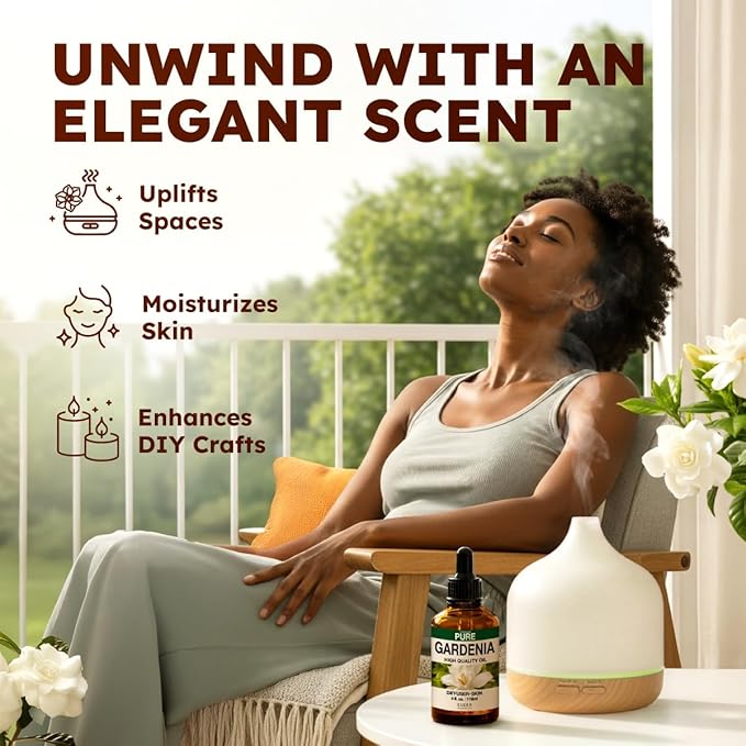 KUKKA Gardenia Essential Oils - 4 Fl Oz - for Hair, Skin, Diffuser, Aromatherapy & DIY Soap Making Scent - Bloomnest