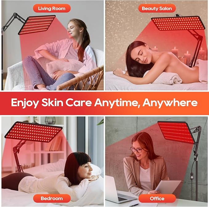 Red Light Therapy for Body and Face, 120 LED 660nm 850nm 940nm Infrared Redlight-Therapy Lamp Device with Glasses，Large Panel and Stable Stand at Home, Idea Gift for Women Mom BEICHEN