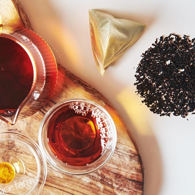Grace Farms Organic Earl Grey Black Tea, 16 Pyramid Sachets | Bergamot Oil | Fairtrade & Kosher |Gives Back 100% of Profits - Bloomnest