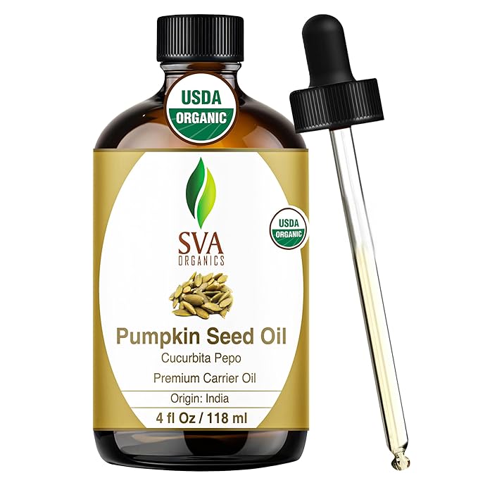 SVA Pumpkin Seed Oil Organic - 4 Fl Oz – 100% Natural Cold Pressed Organic Pumpkin oil - for Face, Skin Care, Hair Care, Scalp Massage & Body Massage – Carrier Oil with Dropper - Bloomnest