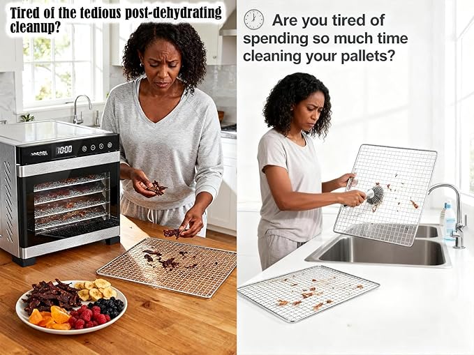 Non-Stick Silicone Dehydrator Liners: 11.4x11.4 inch Fit Cercker/CE-12 Fendia/FDS-10 BPA-Free Easy Clean Reusable Mesh Sheets for Healthy Snacks 12-Pack - Bloomnest