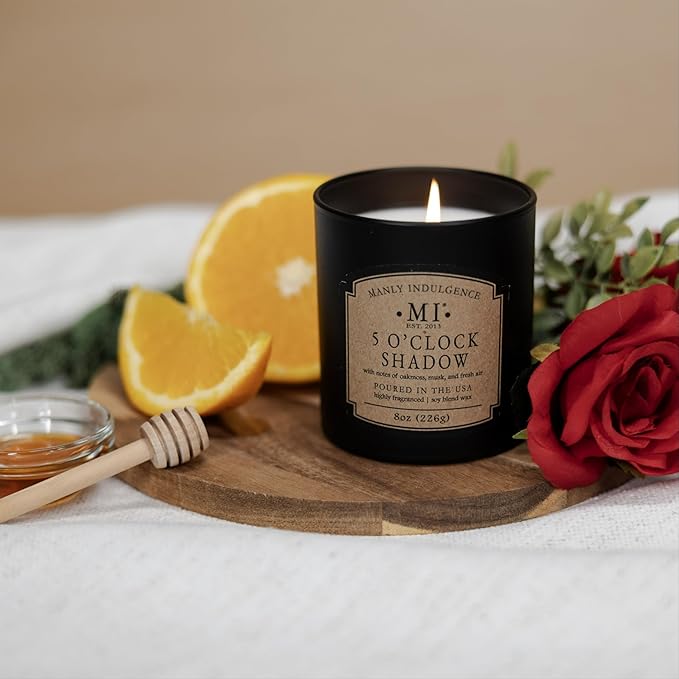 Manly Indulgence 5 O'Clock Shadow Scented Candles for Men, Premium Soy Blend Wax, 45H Burn, Candles for Home Scented, Gift-Ready Packaging - Made in The USA - Bloomnest