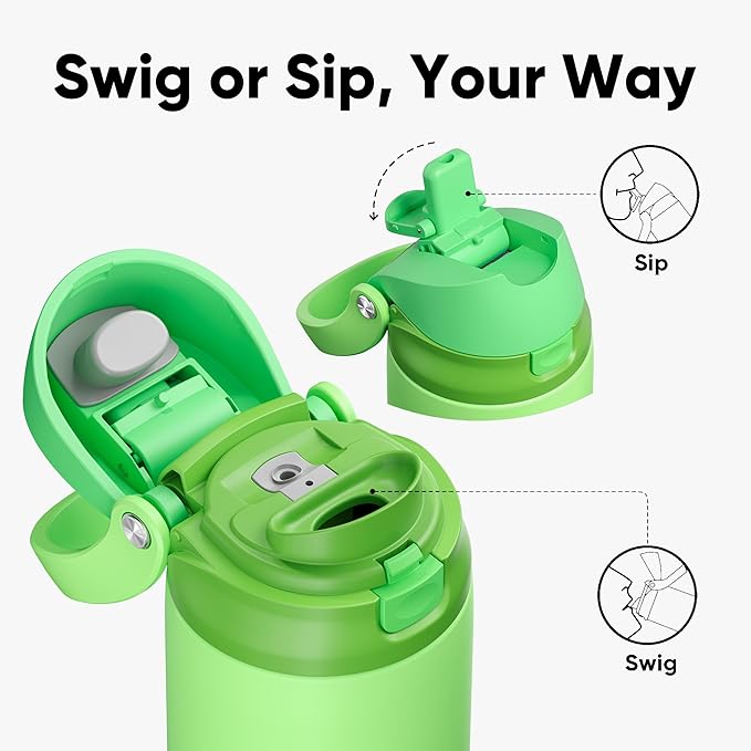 ENCOOL Leakproof Insulated Water Bottle with Straw Dual-Sip Water Bottle Bag-Safe Design for Work, Commute & Gym – Keeps Drinks Cold All Day, 32 oz, Algae Green ENCOOL
