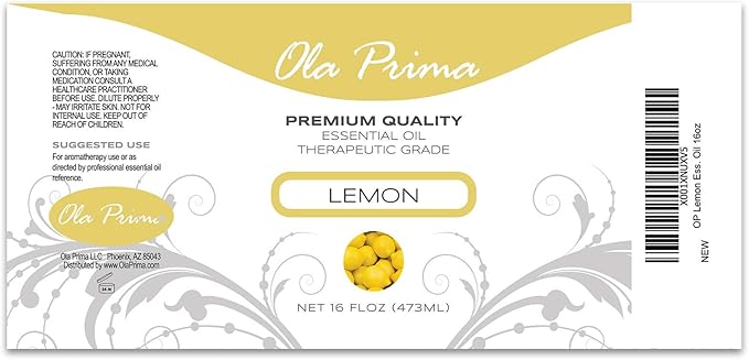 Ola Prima Oils Lemon Essential Oil 16oz Bulk, Essential Oil for Aromatherapy, Diffusers, Candle Making, and Household Cleaning - Bloomnest