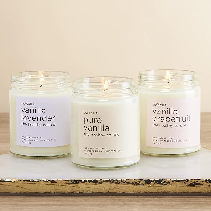 Lavanila Pure Vanilla Scented Natural Soy Candle (2-Pack) - Handcrafted, Clean Burning 50 Hour Burn Time, 7 oz Each - Bloomnest