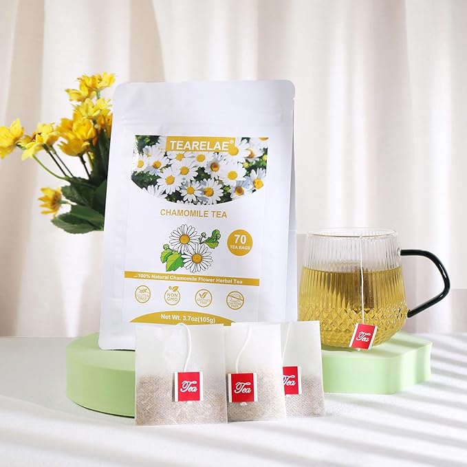 TEARELAE - Chamomile Tea - 70 Count - Premium Chamomile Flower Tea Bags - Non-GMO - Caffeine-Free - Bloomnest