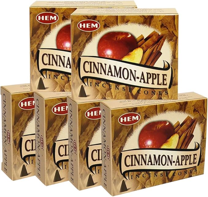 TRUMIRI Incense Cone Holder Bundle with Hem Cinnamon Apple Incense Cones - Pack of 6 (Approx 60 Cones) TRUMIRI