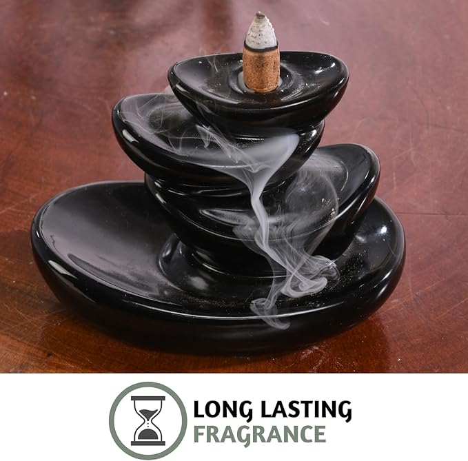 Folkulture Backflow Incense Cones (60 Cones) | Set of 6 Waterfall Insence Cones for Meditation, Aromatherapy | No Charcoal, Organic, Non Toxic Frankincense, Nag Champa, Sandalwood Inscents-Cones FOLKULTURE