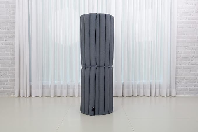 Leewadee - Kapok Roll Mat – Handcrafted Folding Sleep & Relaxation Mattress from Thailand, Ideal as Guest Bed, Camping Mat, Yoga Mat or Traditional Futon, 75 x 39 inches, Anthracite - Bloomnest