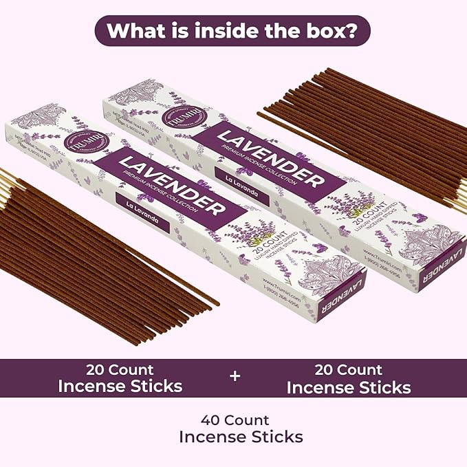 TRUMIRI Trumiri Incense Sticks - Total 40 Lavender Insence-Sticks - Dual Pack of 20 Insenses - Insents - Incents - Inscense - Incence - Incienso - All Natural Incense Sticks TRUMIRI