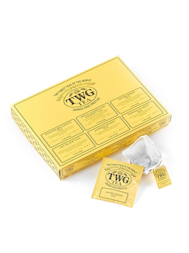 TWG Tea | Empire Tea Selection | 6 Varieties | Exclusive Tea Blends | 30 Hand Sewn Cotton Teabags | Gift Set - Bloomnest