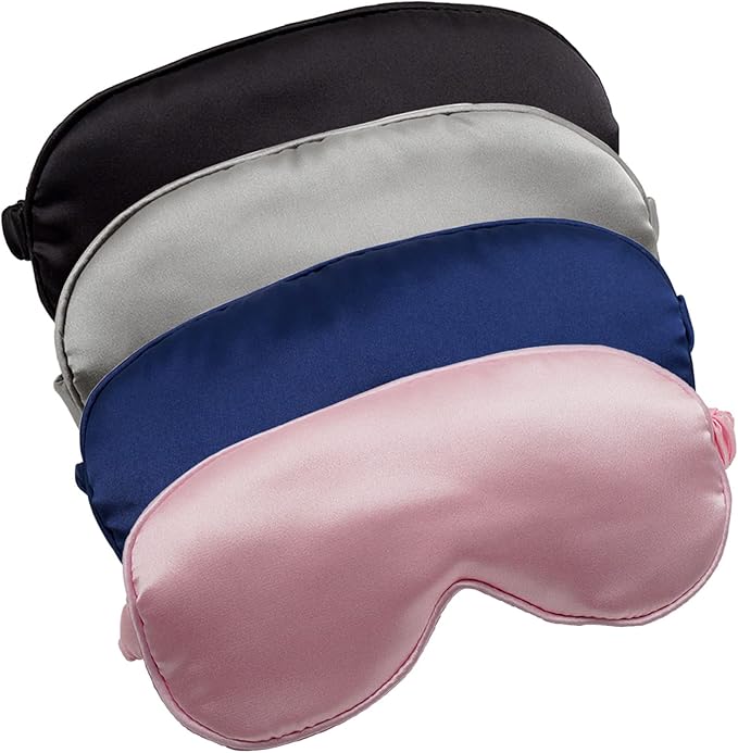 Sleep Masks 4 Pack Silky Eye Cover Soft Satin Blindfold Elastic Strap Night Eye Shade for Women Men - Bloomnest