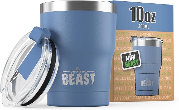 Beast 10 oz Tumbler Stainless Steel Vacuum Insulated Coffee Ice Cup Double Wall Travel Flask (Stormy Sky) - Bloomnest