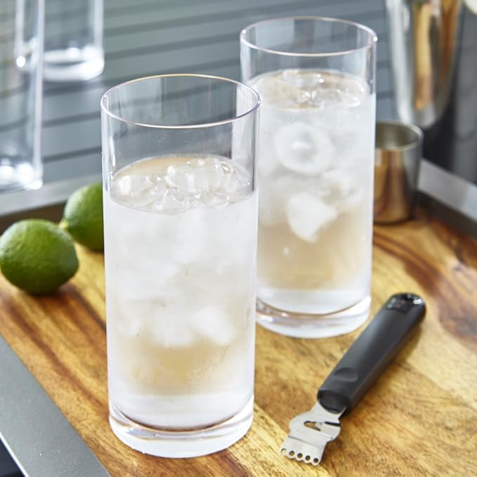 US Acrylic Classic Clear Plastic Reusable Drinking Glasses (Set of 6) 16oz Water Cups | BPA-Free Tumblers, Made in USA | Top-Rack Dishwasher Safe - Bloomnest