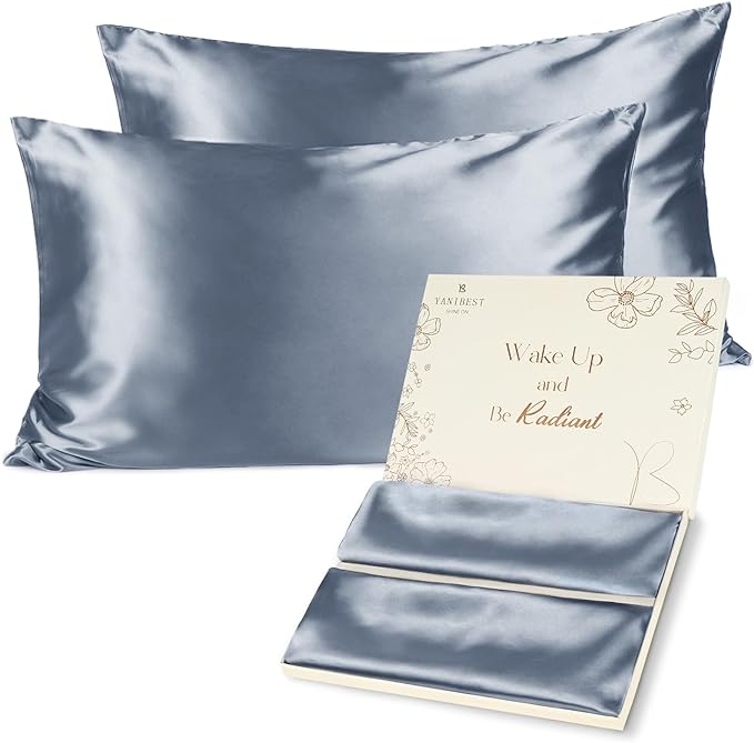 Yanibest Satin Pillowcase, Silk Pillow Cases for Hair and Skin with Zipper, Queen Pillow Cases Set of 2 for 20"x30", Exquisite Packaging for Women Men - Bloomnest