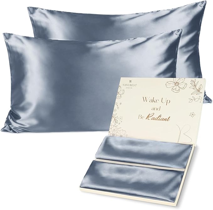 Yanibest Satin Pillowcase, Silk Pillow Cases for Hair and Skin with Zipper, Standard Pillow Cases Set of 2 for 20"x26", Exquisite Packaging for Women Men - Bloomnest