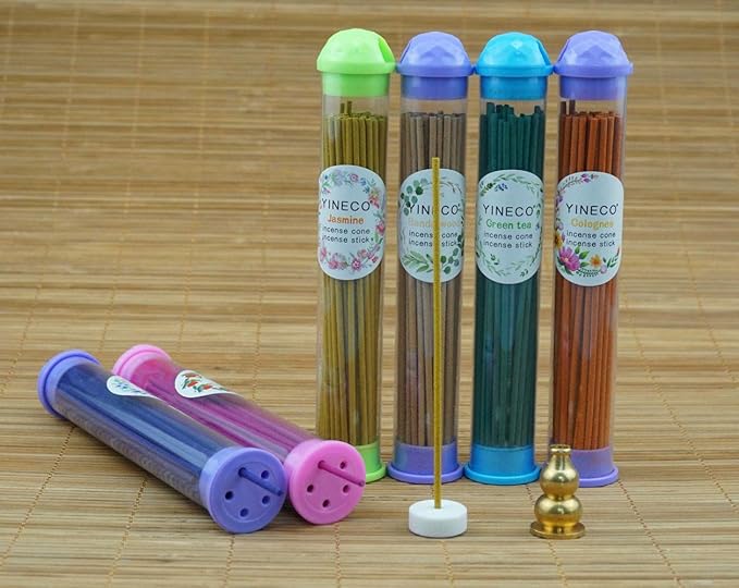 300PCS Incense Sticks Lavender Rose Jasmine Sandalwood Green Tea Colognes 6 Popular Incense Flavors Great for Aromatherapy(Colorful) YINECO