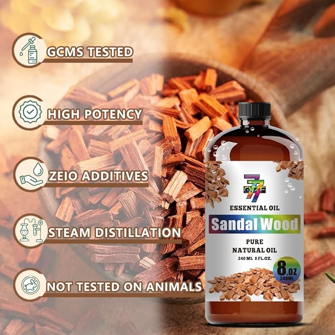 Sandalwood Essential Oil (8 oz/240 ml) — Sandalwood Oils for Aromatherapy, diffusers, humidifiers, Home fragrances, DIY Skin Care, Soap Making, DIY Candle, Yoga, and Meditation - Bloomnest