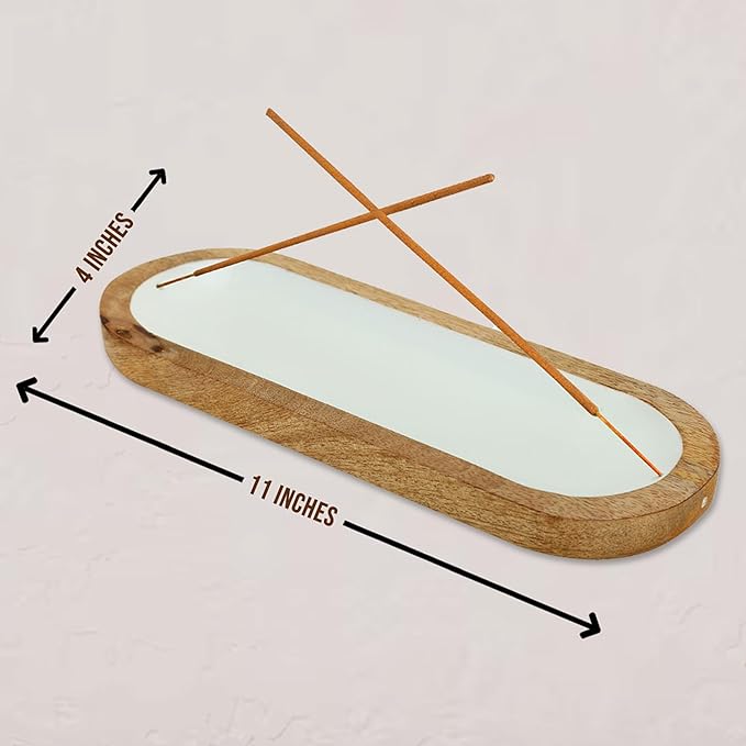 Raajsee Hand Painted Incense Holder,Wooden Incense Burner,Ash Catcher, Incense Tray 11x4x1.5 Inches, Best for Home Fragrance-Aesthetic Room Décor - Bloomnest