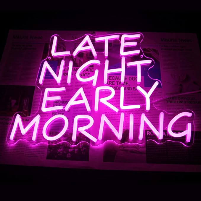 Bar Neon Sign Late Night Early Morning Neon Signs for Wall Decor Beer LED Neon Sign Pink Letter Neon Light Sign Dimmable Neon Lights for Bedroom Bar Party Hotel Club Party Man Cave Decor - Bloomnest