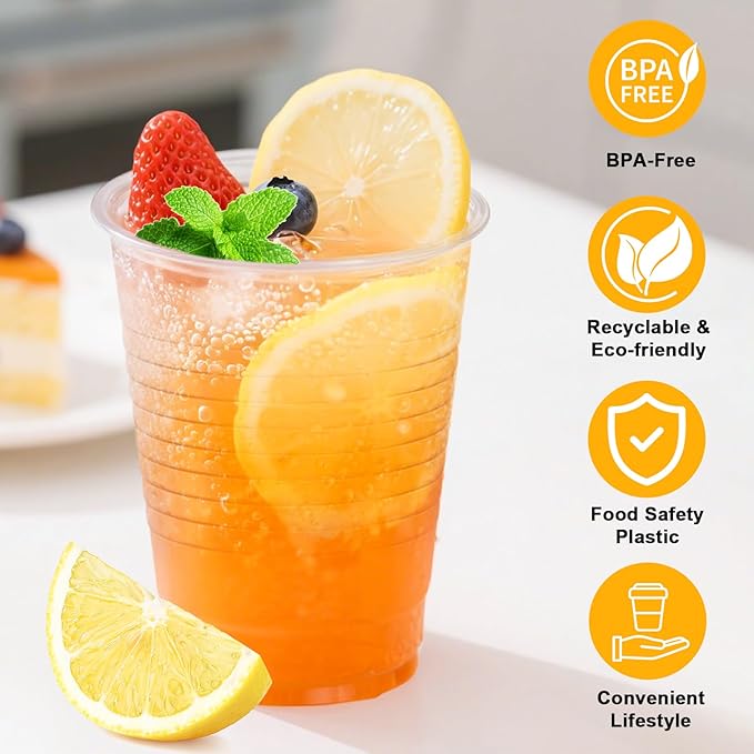 12 oz Clear Plastic Cups, 300 Count Bulk, PP Clear Plastic Cups for Party with Higher Heat Resistance, Suit for Hot Beverages, Soda, Juice (12oz 300count) - Bloomnest